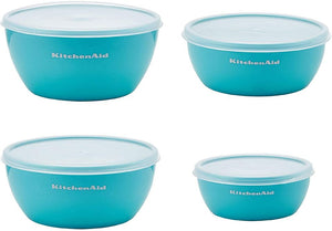 Set of 4, Classic Prep Bowls with Lids, Aqua Sky