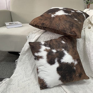 Set of 2 Cowhide Accent Throw Pillow Covers |18x18