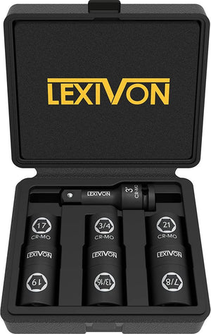 1/2-Inch Impact Socket Set w/ 6 Total Lug Nut Sizes|Cr-Mo Steel, Full Impact Grade
