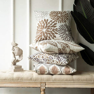 Set of 4 New Living Series Coffee Color Throw Pillow Covers 18 x18"