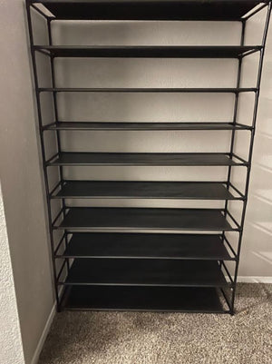 10 Tiers 50 Pair Shoe Steel Rack Tower Shelf Storage Organizer Home Saving Black