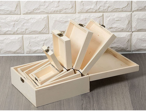 💥💥LIMITED TIME SALE❗❗Wooden Boxes with Hinged Lid, Wood Nesting Box Set (5 Piece) for Crafts DIY