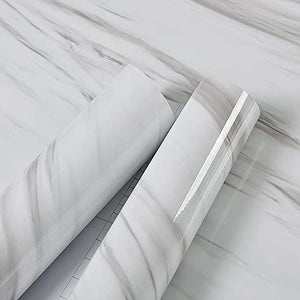 ��Marble Countertop Paper Granite Gray/White Wallpaper Glossy Peel and Stick Adhesive 16"x120"��