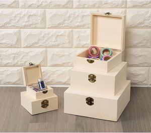 💥💥LIMITED TIME SALE❗❗Wooden Boxes with Hinged Lid, Wood Nesting Box Set (5 Piece) for Crafts DIY