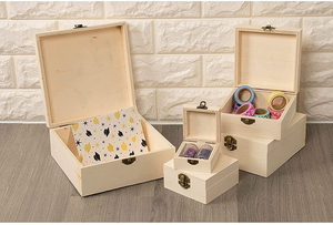 💥💥LIMITED TIME SALE❗❗Wooden Boxes with Hinged Lid, Wood Nesting Box Set (5 Piece) for Crafts DIY