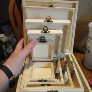 💥💥LIMITED TIME SALE❗❗Wooden Boxes with Hinged Lid, Wood Nesting Box Set (5 Piece) for Crafts DIY