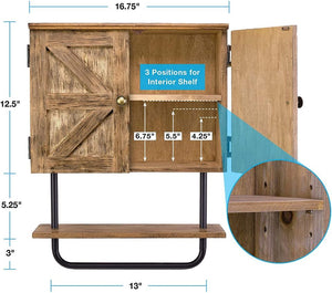 Rustic Wall Cabinet with Towel Bar, Brown