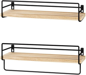 💖NEW💖Set of 2 Rustic Floating Shelves Wood Storage Wall Shelf for Kitchen Bathroom Bedroom