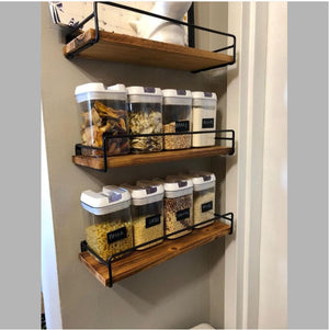 💖NEW💖Set of 2 Rustic Floating Shelves Wood Storage Wall Shelf for Kitchen Bathroom Bedroom