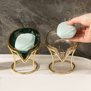 Self Draining Soap Tray with Gold Iron Frame