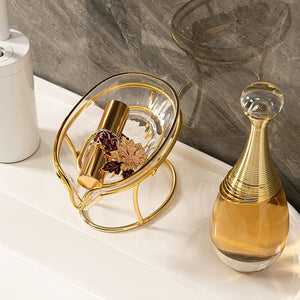 Self Draining Soap Tray with Gold Iron Frame