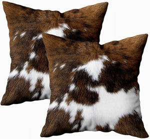 Set of 2 Cowhide Accent Throw Pillow Covers |18x18