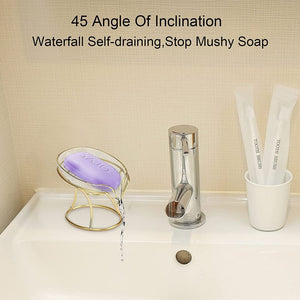 Self Draining Soap Tray with Gold Iron Frame