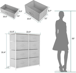 ❤️ 8Drawers Large Capacity Dresser for Living Room Light Grey ❤️