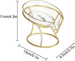Self Draining Soap Tray with Gold Iron Frame
