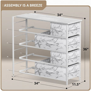 ❤️ 8 Drawers Storage Tower Unit for Entryway (Marble White) ❤️
