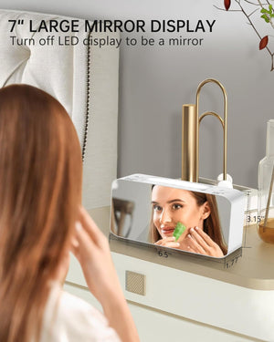 RGB Digital Mirror Alarm Clock, 15 Dynamic Color & 7" Large LED Screen, 4 Dimmable Level