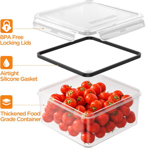 40 PCS Food Storage Containers with Lids Airtight, 100% Leakproof Plastic Meal-Prep Containers Reusable(20 Containers & 20 Lids),Microwave and Dishwasher Safe, Includes Labels & Pen