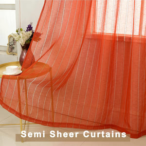 Sheer Terra Cotta Curtains 84 Inch Length 2 Panels Set, Grommet Faux Linen Drapes Light Filtering Semi Sheer Curtain (2 Panels)