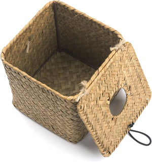 Seagrass Square Tissue Box Cover Woven Napkin Holder Decorative (Natural, 5.5 x 5.5 x 5.5 Inch)