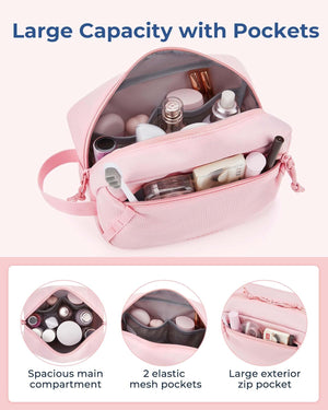 Travel Toiletry Bag for Men and Women, Water-resistant Small Toiletry Bag Organizer, Pink