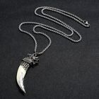 Men's Fashion Jewelry Silver Viking Dragon Ivory Pendant Necklace