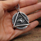 Mens Illuminati Masonic All Seeing Eye Pendant Necklace Stainless Steel Gift