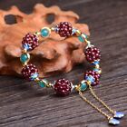 Natural Garnet Gemstone Round Bead Women Healing Reiki Chain Bracelet Xmas Gift