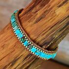 Natural Turquoise Beads Handmade Healing Reiki Chakra Women Bangle Cuff Bracelet