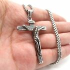 Mens Stainless Steel Jesus Christ Crucifix Cross Pendant Necklace For Men Gift