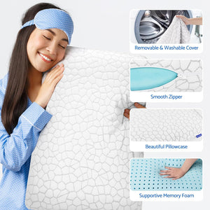 Memory Foam Pillows for Sleeping, Cooling Pillow with Removable and Machine Washable Cover, Bed Pillow for Side, Back and Stomach Sleepers, Standard Size (1 Pack)