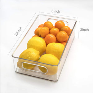 6 Pack Clear Kitchen Organizer Container Bins with Handles and 20 PCS Plastic Bags for Pantry, Cabinets