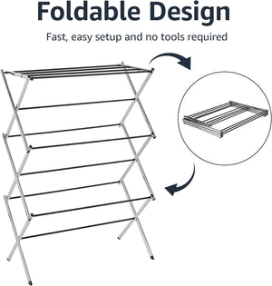 Foldable Laundry Rack for Air Drying Clothing - 29.4 x 14.8 x 41.9 inches (LxWxH), White