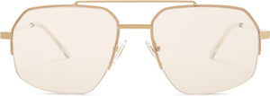 Trendy Aviator Sunglasses Mens Womens Retro Double Bridge Metal Semi-Rimless Shades, Light Brown