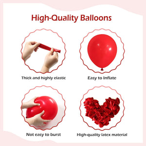 110pcs Red Balloon Garland Arch Kit, 18 12 10 5 inch Red Latex Balloons Different Sizes Pack