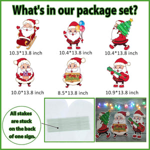 6 PCS Christmas Yard Signs, Santa Claus Garden Signs Lovely Outdoor Decor Xmas