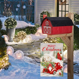 Winter Garden Flag Rustic Quote House Yard Flag Merry and Magical Holiday Decor (Red Truck)