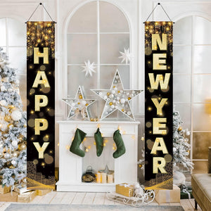 72 x 12 Inch Large New Year Front Door Porch Sign Hanging Banner Decorations