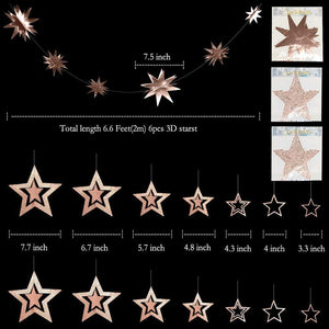 Champagne Gold Star Garland Twinkle Little Stars Decoration Hanging Streamer Backdrop Banner