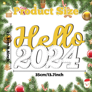 Hello 2024 Wooden Sign for New Years Decorations