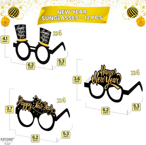 Happy New Year Glasses 2024 - Pack of 12