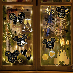 9 Sheet 2024 Mouse New Year Window Clings Mouse Christmas Window