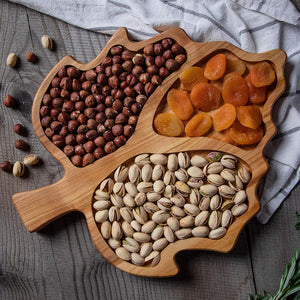 Wooden Serving Platter Maple Leaf, Handmade Charcuterie Board Sectional Wooden Snack Fruit Meat Cheese Board