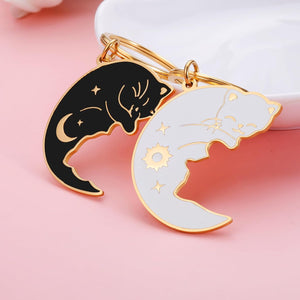 Couple Gifts Cute Keychain for Boyfriend Girlfriend Best Friend Christmas Valentines Day Matching Cat Lover