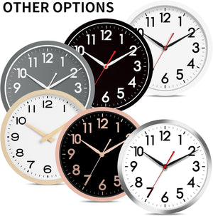 12 Inch Wall Clock Silent Non-Ticking Modern Wall Clocks Battery Operated, Black