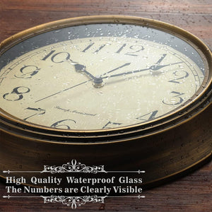 10'' Non Ticking Classic Silent Metal Wall Clocks Decorative, Brown