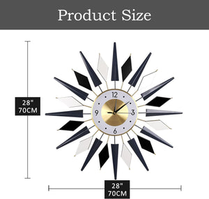 28 Inch Modern Metal Unique Design Large Silent Wall Clocks Battery Operated Office Home Decor, Navy & White