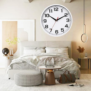 Modern Kitchen Small Silent Analog Round Simple Quiet Quartz Black Wall Clock