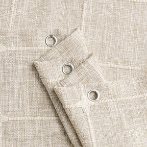 Boho Farmhouse Shower Curtain Set, Modern Cotton Linen Fabric Cloth, Tan Brown, 72 x 72