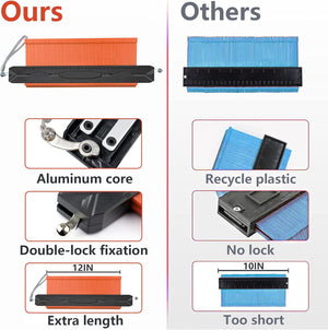 12"& 5" Widen Contour Gauge Profile Tool with 2 Locks,Extend Aluminum Core Copy Irregular Shape Duplicator